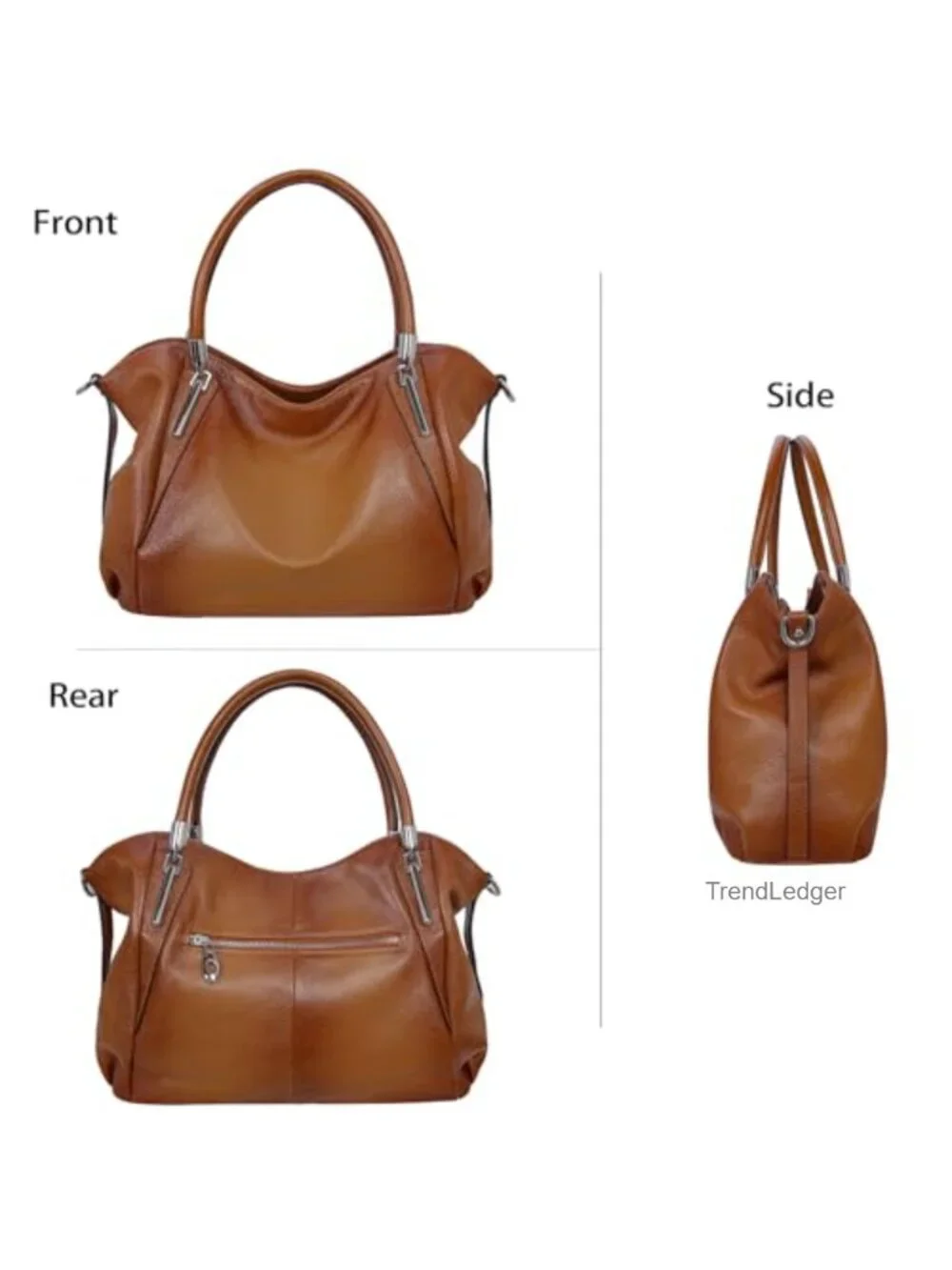Genuine Leather Top Handle Satchel Crossbody Hobo Bag with Detachable Strap